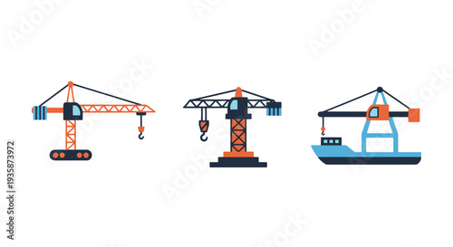 Crane Line art clean color illustration