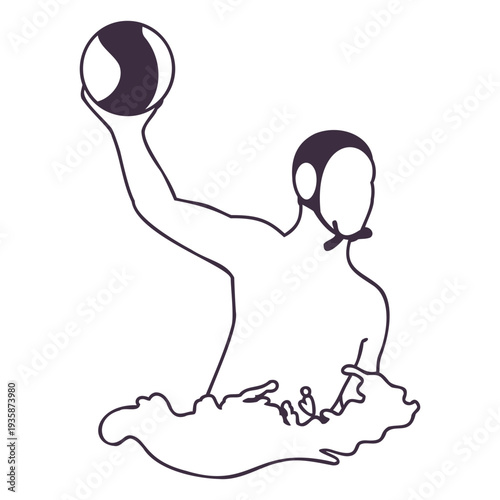 Waterpolo player filled stroke with ball