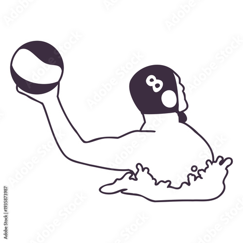 Waterpolo player from behind filled stroke