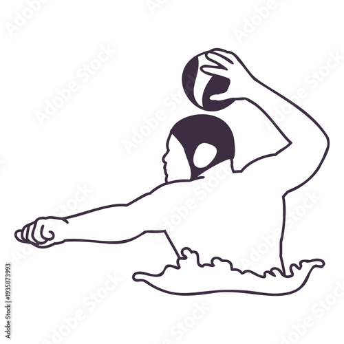 Waterpolo player man with ball filled stroke