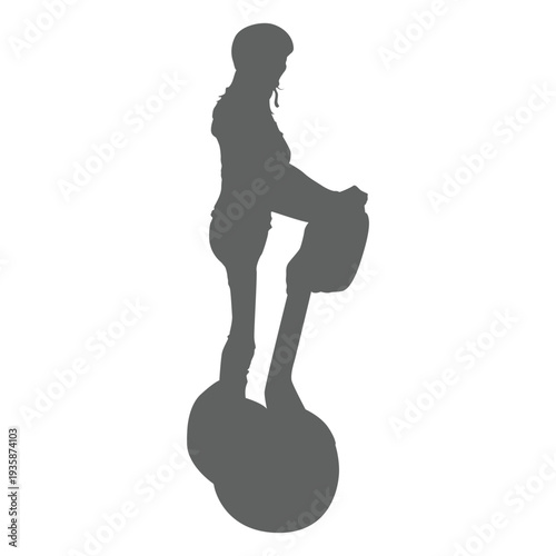 Girl in segway with helmet silhouette