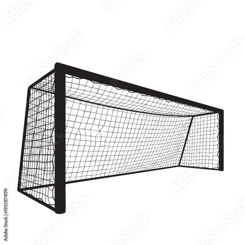 Silhouette of soccer goal isolated on transparent background