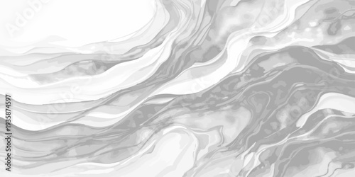 Vector abstract watercolor swirls in shades of gray. the dynamic, fluid strokes create an elegant and artistic composition. the shades blend creating a texture that evokes depth and movement.
