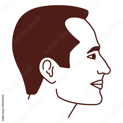 Man middle age profile short hair filled stroke