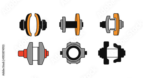Crankshaft Line art minimal graphic color vector