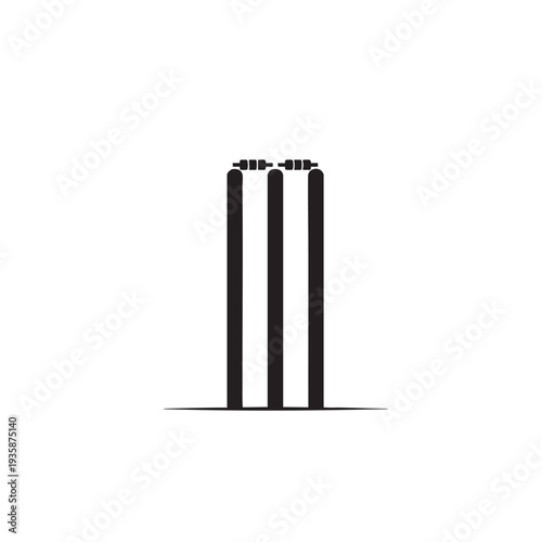set of three black cricket stumps on transparent background cut out isolated illustration on transparent background layout
