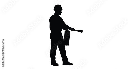 A stark depiction of a worker carrying a toolbox showcasing a dramatic full body silhouette high quality professional detailed modern