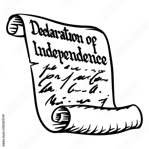 Declaration of independence scroll hand drawn