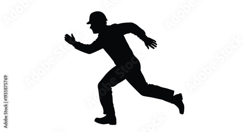 A dynamic illustration of a man in motion captured mid stride with outstretched arms a striking silhouette high quality
