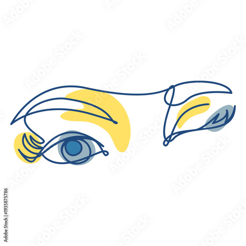 Eyes winking continuous line