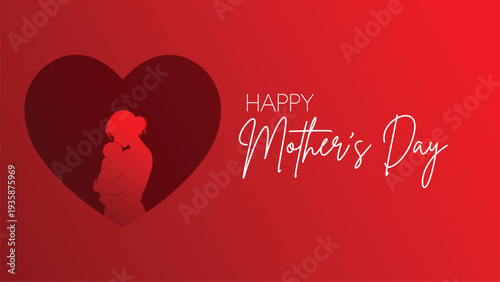 Celebrate mothers day with a heart and motherchild silhouette perfect for greeting cards, social media posts, and gift designs.