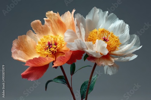 A refined, abundant floral composition showcasing soft white and peach blossoms in delicate shades