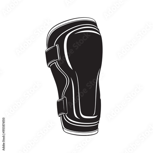 black shin guard on transparent background cut out isolated illustration on transparent background layout