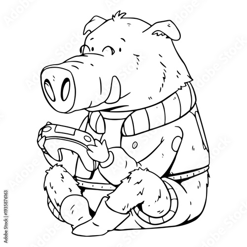 Wild boar animal gamer character