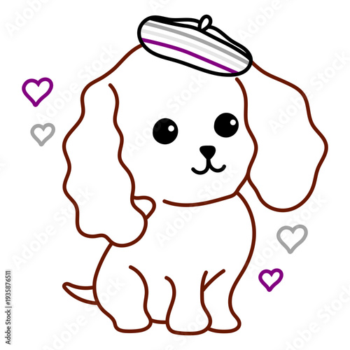 Cute fluffy dog with a beret