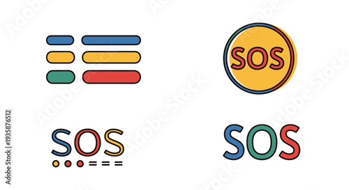 SOS Signal Line art clean modern tone vector