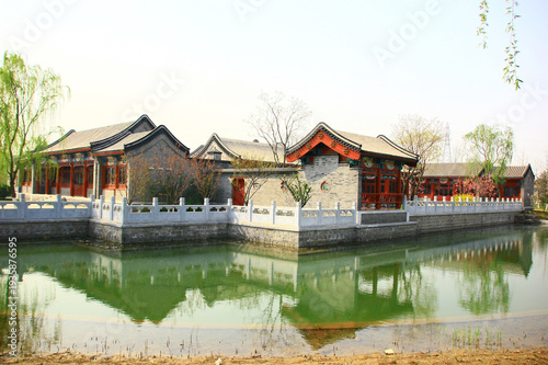 Traditional Chinese Temple Complex by Water in Beijing