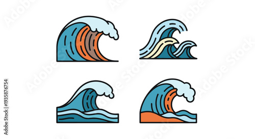 Tsunami Wave Line abstract clean style illustration