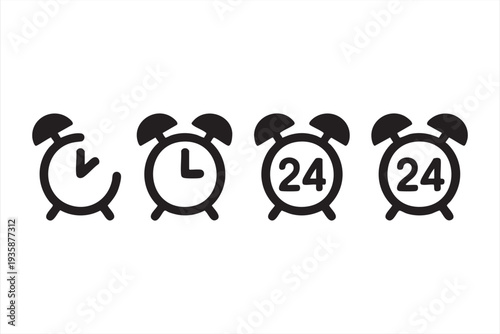 Stopwatch and alarm clock symbol set for business planning and productivity visuals