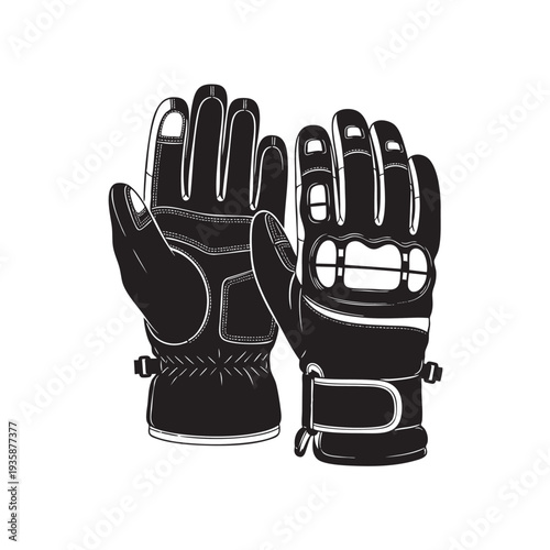 pair of black gloves on transparent background cut out isolated illustration on transparent background layout