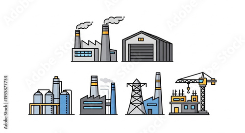 Collection of Industrial Factory Buildings and Structures.