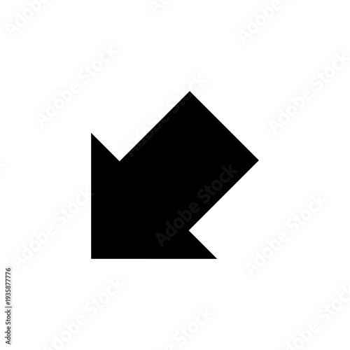 A solid black arrow icon pointing diagonally downwards to the left, indicating a specific direction