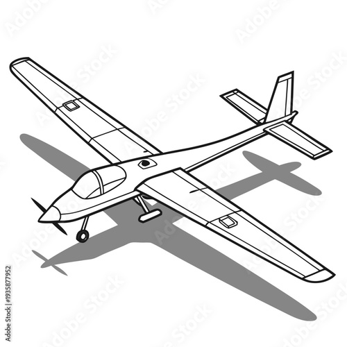 Of fixed wing U A V airplane with shadow drone aircraft