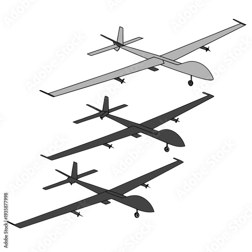 Gray and black drones flying in formation unmanned aerial vehicles