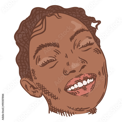 Smiling woman face hand drawn color