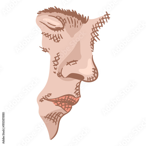 Face looking down hand drawn color