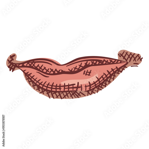 Mouth hand drawn color element