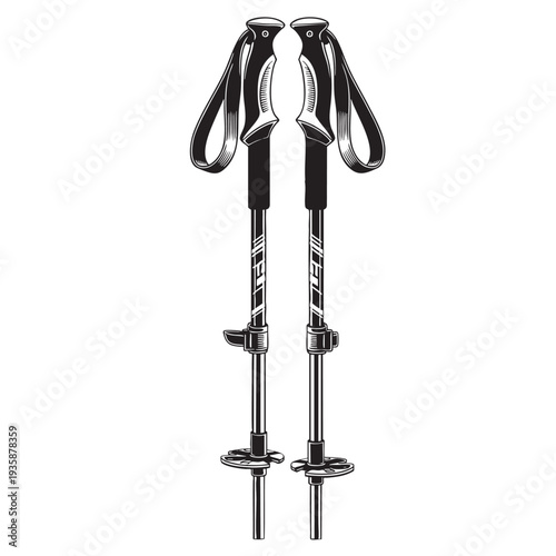 Ski poles silhouette vector eps isolated on transparent background