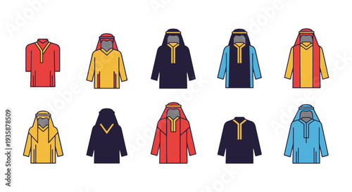 Thobe Line art vector set dynamic modern style