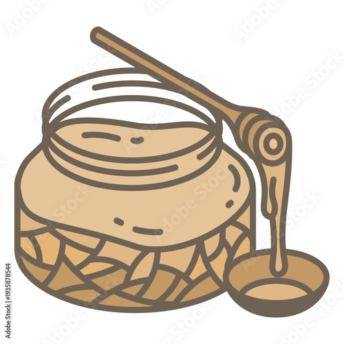 Open jar of honey color stroke