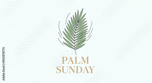 Palm sunday logo with green palm leaf and gold text on white background symbolizing faith and celebration