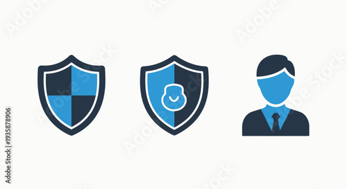 Cyber Security and User Protection Icons: Data Privacy, Identity Safeguarding, and Digital Access Control Shields