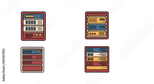 Server Rack Line art modern smooth color vector