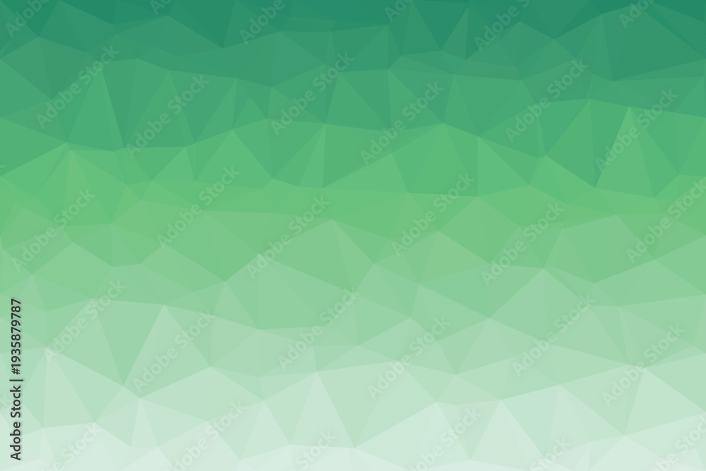 Obraz premium This vibrant geometric low poly pattern features a beautiful gradient transition from emerald green to a delicate light mint green