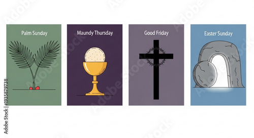 Easter and holy week icons palm sunday maundy thursday good friday easter sunday symbols