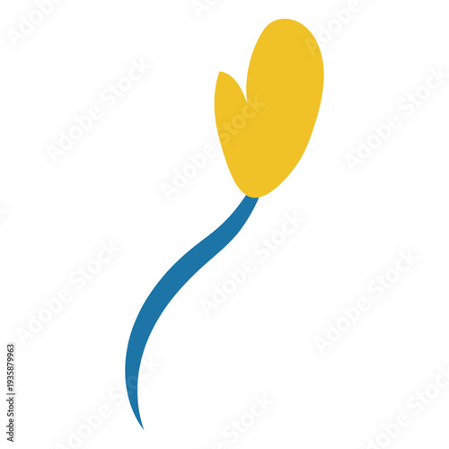 Yellow flower in a blue stem flat