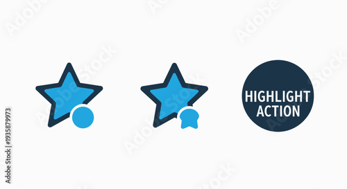 Star Highlight Action Icons for Best Content Favorites and User Feedback Interface Elements