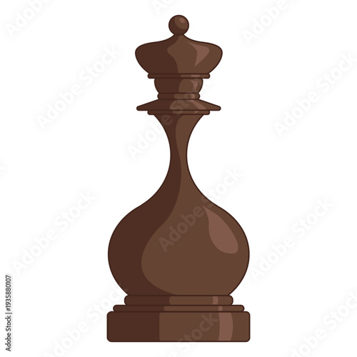 Queen chess piece brown color stroke