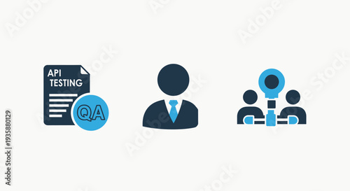 API Testing and Quality Assurance Professional Icons for Software Development and IT Team Collaboration