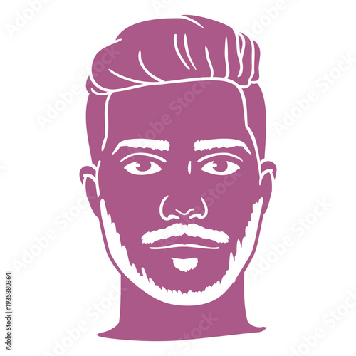 Man face purple cut out