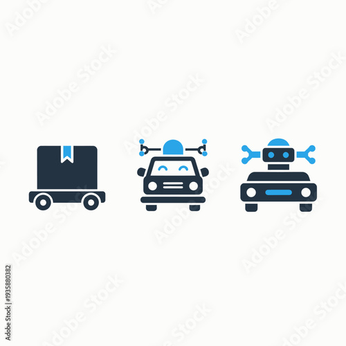 Autonomous Delivery Vehicle Icons for Smart Logistics and Robotic Transportation Services
