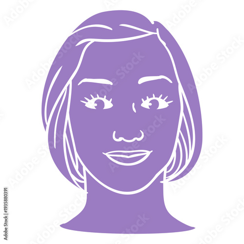 Smiling woman purple cut out