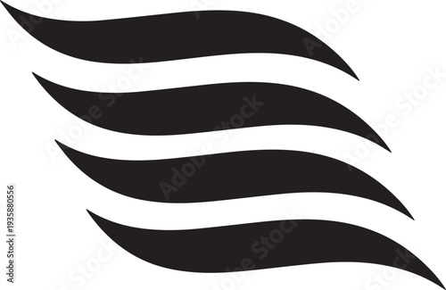 Generative AI abstract black wing silhouette and wave logo design
