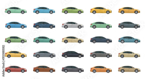 Collection of Diverse Modern Cars in Various Colors.