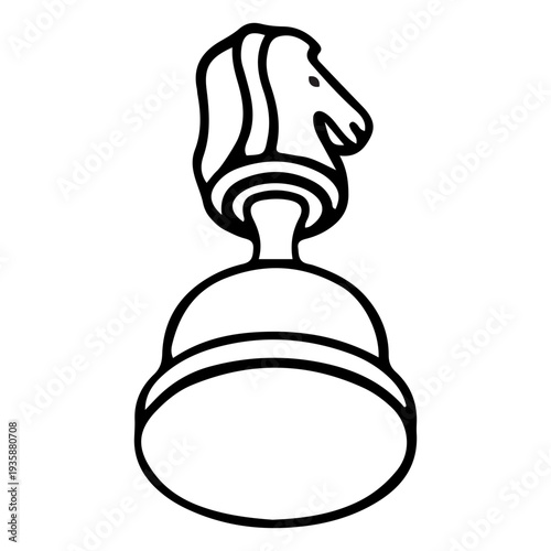 Simple knight chess piece stroke from below