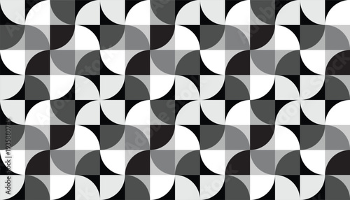 Seamless geometric pattern with colorful pastel stripes and abstract rectangular blocks